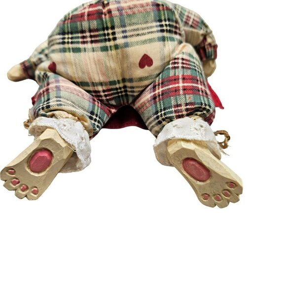 Vintage Russ Country Bunny Doll Red Dress Plaid Outfit Cabbage No markings - Picture 6 of 9